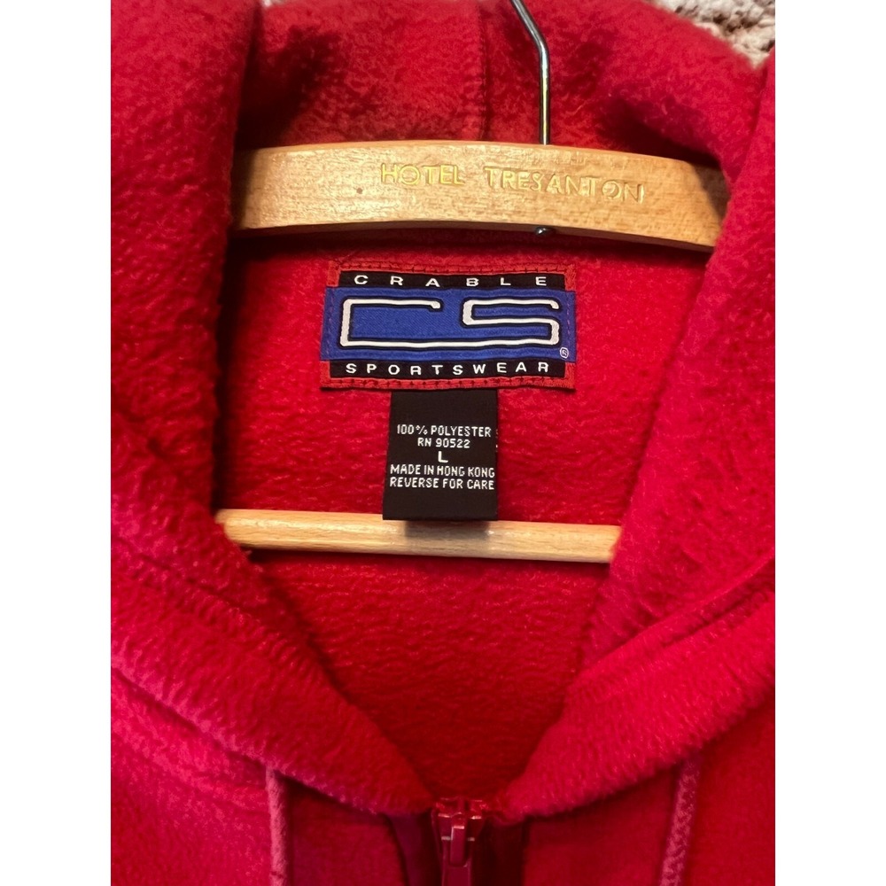 Crable Sportswear Wisconsin Red Fleece Vest Hoodie Large Sleeveless Zip Up - Picture 3 of 9